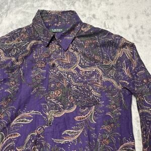 Lauren Ralph Lauren Shirt Small Purple Paisley Button Up Long Sleeve